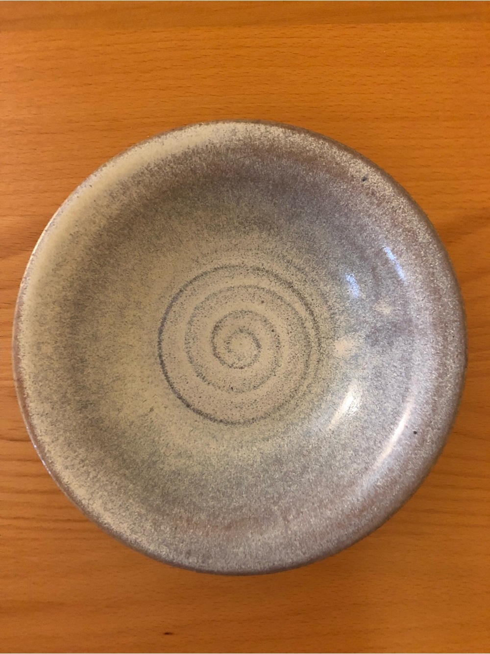 Handmade Glazed Ceramic Bowl in Speckled Light Gray. Signed Misha